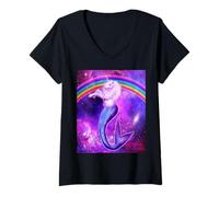 Donna Unicorn Mermaid Mermicorn Cute in Galaxy Rainbow Unicorns Maglietta con Collo a V