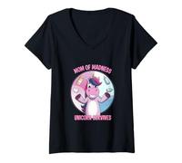 Donna Unicorn Mom Of Madness Survivor Genitori Fantasy Lovers Maglietta con Collo a V