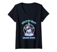 Donna Unicorn Spells My Craft Mystic Witches Fantasy Lovers da donna Maglietta con Collo a V