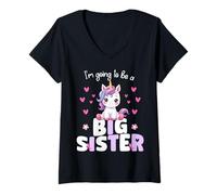Donna Unicorne I'm Going to be a Big Sister Promosso a Sorella Maggiore Maglietta con Collo a V