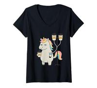 Donna Unicorno caffè Umorismo Caffeina Addict Divertente Caffeina Maglietta con Collo a V