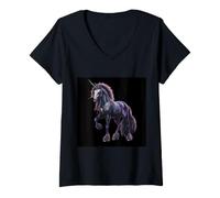 Donna Unicorno Gotico cupo per Gli emos Maglietta con Collo a V