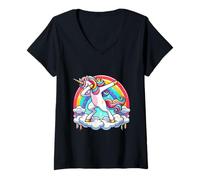 Donna Unicorno sarcastico di Dabendes Animale Magico Unicorni Maglietta con Collo a V