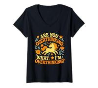 Donna Unicorno Stai pensando Troppo a Quello Che STO pensando Troppo alle Donne Maglietta con Collo a V