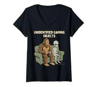 Donna Unidentified Gaming Objects Bigfoot Alien Video Games Maglietta con Collo a V