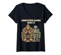 Donna Unidentified Gaming Objects Bigfoot Alien Video Games Maglietta con Collo a V