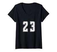Donna Uniforme numerata Numero 23 Team Junior College Sports Maglietta con Collo a V