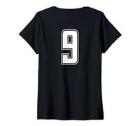 Donna Uniforme numerata Numero 9 Team Junior College Sports Maglietta con Collo a V