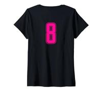 Donna Uniforme numerata Pink Numero 8 Team Junior Sports Maglietta con Collo a V
