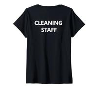 Donna Uniforme per Il Personale di Pulizia Custode delle Pulizie (Solo Stampa su Supporto) Maglietta con Collo a V