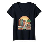 Donna Un'illustrazione della libreria Maglietta con Collo a V