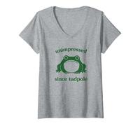 Donna Unimpressed Since Tadpole Funny Frog Silly Graphic Maglietta con Collo a V