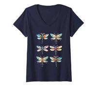 Donna Unique Dragonfly Accessories for Women Cute Insect Lover Maglietta con Collo a V