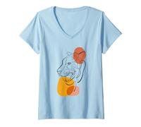 Donna Unique Tiger Line Art Aesthetic for Women And Tiger Lover Maglietta con Collo a V