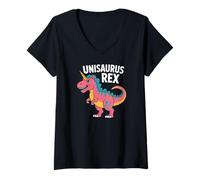 Donna Unisaurus Rex Malizioso Carino Creatura Maglietta con Collo a V