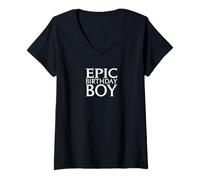 Donna Universal Epic Universe Epic Birthday Boy Front & Back Maglietta con Collo a V