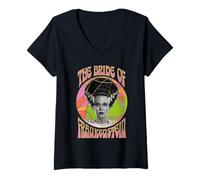 Donna Universal Monsters Bride Bold Portrait Maglietta con Collo a V