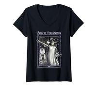Donna Universal Monsters Bride Of Frankenstein Gothic Frame Maglietta con Collo a V