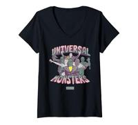 Donna Universal Monsters Classic Monsters Group Portrait Maglietta con Collo a V