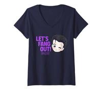 Donna Universal Monsters Cute Anime Dracula Let’s Fang out! Maglietta con Collo a V