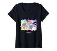 Donna Universal Monsters Cute Anime Group Maglietta con Collo a V
