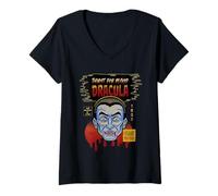 Donna Universal Monsters Dracula Vintage Halloween Mask Maglietta con Collo a V