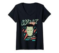 Donna Universal Monsters Frankenstein Don’t Care Retro Goth Maglietta con Collo a V