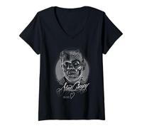 Donna Universal Monsters Frankenstein Stay Creepy Maglietta con Collo a V