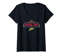 Donna Universal Studios Marquee Novia Neon Maglietta con Collo a V