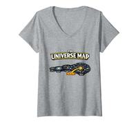 Donna Universe Map You Are Here Space T-Shirt Fun Physics Geek Maglietta con Collo a V