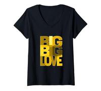 Donna University Varsity-Gold Big-Big-Love Varsity-Gold Maglietta con Collo a V