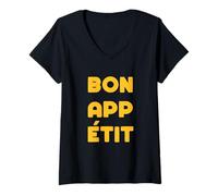 Donna University Varsity-Gold Color Bon App Giallo Maglietta con Collo a V