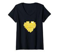 Donna University Varsity-Gold Love Your Self Notes Giallo Maglietta con Collo a V
