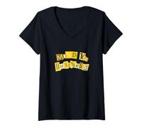Donna University Varsity-Gold Mind Ya Business Varsity-Gold Maglietta con Collo a V