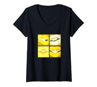 Donna University Varsity-Gold Read My Lips Varsity Giallo Maglietta con Collo a V