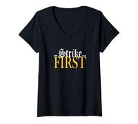 Donna University Varsity-Gold Strike Giallo Maglietta con Collo a V