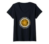 Donna University Varsity-Gold Time Is Money Varsity-Gold Maglietta con Collo a V