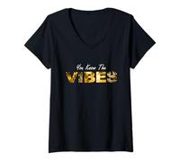 Donna University Varsity-Gold UK - So come facciamo University Yellow Maglietta con Collo a V