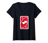Donna Uno - Disegna Due Cuori San Valentino Maglietta con Collo a V