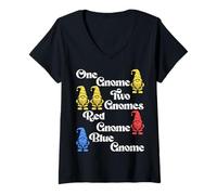 Donna Uno Gnomo con Due gnomi Rosso e Blu con Citazione Divertente Maglietta con Collo a V