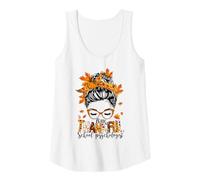 Donna Uno Psicologo Scolastico Grato Messy Bun Autunno Ringraziamento Canotta