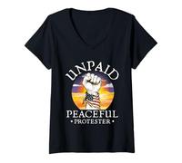 Donna Unpaid Peaceful Protester Maglietta con Collo a V