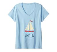 Donna Unplug Barca a vela Barca a vela Ocean Lake ama navigare Maglietta con Collo a V
