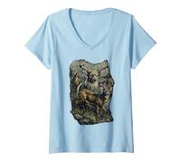 Donna Uomini Bambini Ragazzi Cervi Caccia Foresta Fauna Selvatica Cacciatori Bambino Maglietta con Collo a V