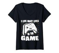Donna Uomini di Abbigliamento dei Giocatori Vivo Molte Vite nei Videogiochi di Gioco Maglietta con Collo a V