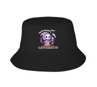 Donna Uomo Bucket Hat Cute Grim Reaper Dead Inside But Caffeinated Cappello da Sole Leggero Cappelli A Secchiello Pieghevole Cappello da Pescatore per Campeggio Trekking Escursionismo