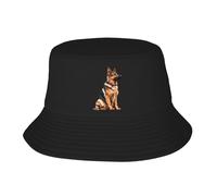 Donna Uomo Bucket Hat Shepherd German Dogs Sitting On Top Cappelli Estivo Traspirante Cappello da Sole Protezione Solare Cappelli A Secchiello per Ciclismo Caccia Viaggi