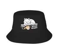 Donna Uomo Cappello da Pescatore Funny Cat I Do What I Want Cappelli A Secchiello Leggero Cappello da Sole Pieghevole Cappelli Estivo per Trekking Spiaggia All'Aperto