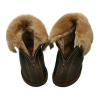 Donna & Uomo Pelliccia di Agnello Pantofole Alaska Marrone Scuro Vera Merino