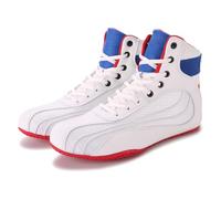 Donna Uomo Stivali da Boxe, Scarpes da Ginnastica da Pugile Sparring Muay Thai Kickboxing, Scarpe da Arti Marziali per Bambini, Giovani, Adulti (WhiteRed,43)